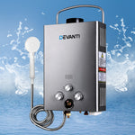 Portable Gas Water Heater 8L/Min Lpg System Grey
