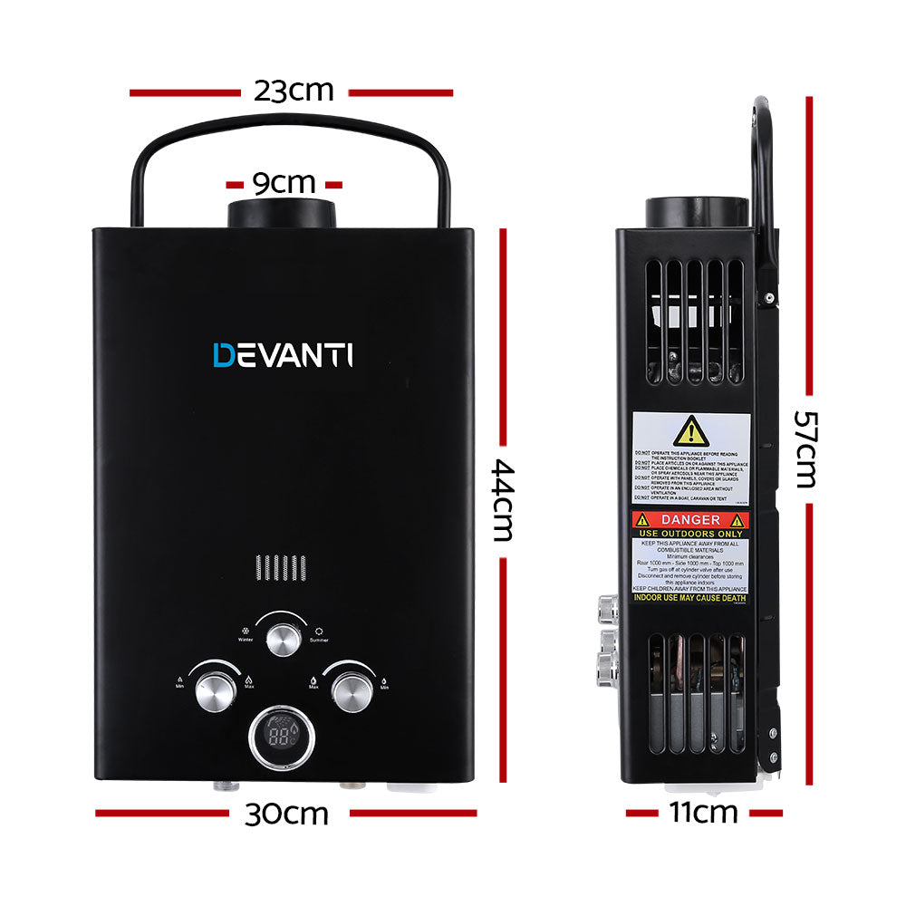 Portable Gas Water Heater 8L/Min With Pump Lpg System Black