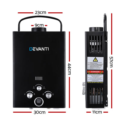 Portable Gas Water Heater 8L/Min With Pump Lpg System Black