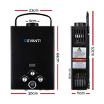 Devanti Outdoor Portable LPG Gas Hot Water Heater Shower Head 12V Water Pump Black
