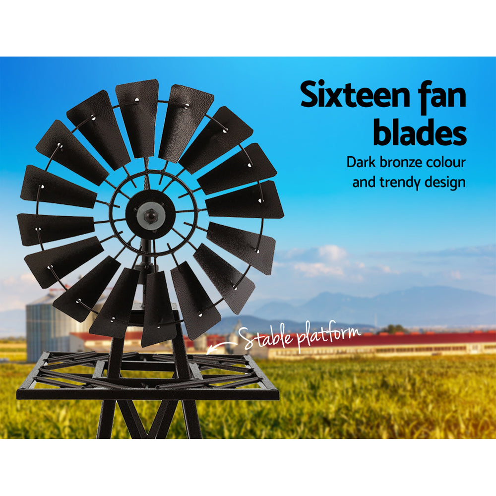 Garden Windmill 160Cm Metal Ornaments Outdoor Decor Wind Mill