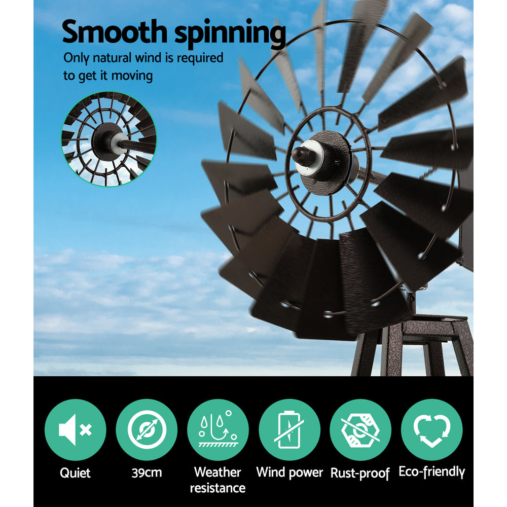 Garden Windmill 160Cm Metal Ornaments Outdoor Decor Wind Mill