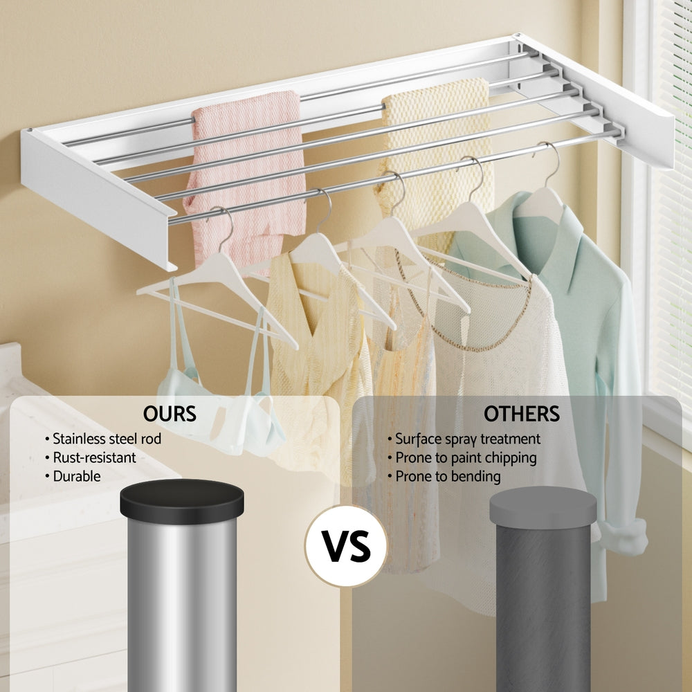 Clothes Rack Wall Mounted Airer Foldable White