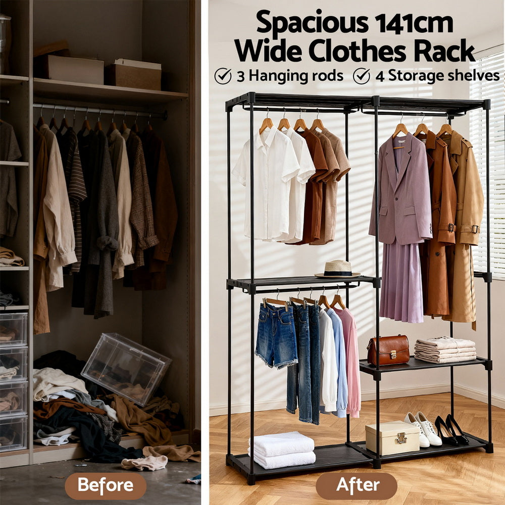 Wardrobe Clothes Rack Closet 181Cm Fabric Upholstery Storage