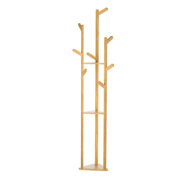  Clothes Rack Airer Coat Stand 9 Hooks Bamboo