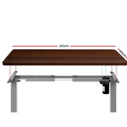 Standing Desk Sit Stand Table Height Adjustable Motorised Electric Grey Frame 120cm Walnut