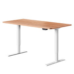 Electric Motorised Height Adjustable Standing Desk - White Frame with 140cm Natural Oak Top