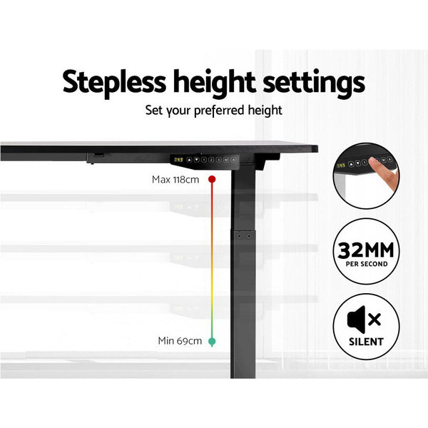 Standing Desk Sit Stand Riser Motorised Electric Computer Laptop Table Height Adjustable Dual Motor Black