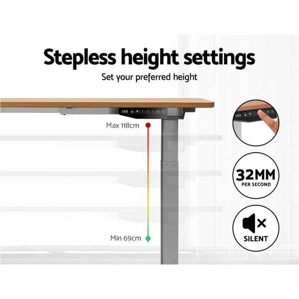  Standing Desk Sit Stand Table Riser Wooden Computer Laptop Desks Motorised Dual Motors 140cm
