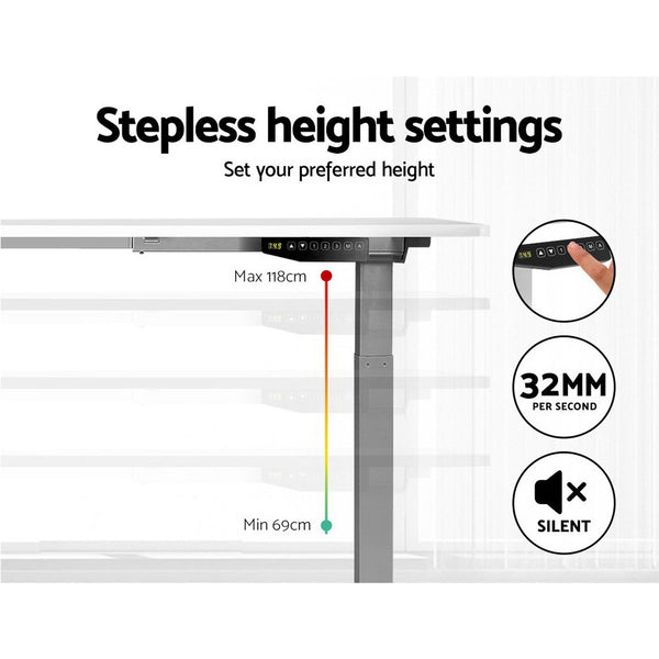  Sit Stand Standing Desk Motorised Electric Adjustable Laptop Computer Table Dual Motors 140cm