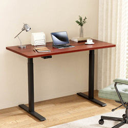 Sleek Electric Standing Desk in White, Walnut and Black - 140cm/120cm