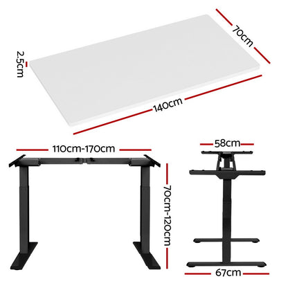 Standing Desk Motorised Dual Motor White 140Cm