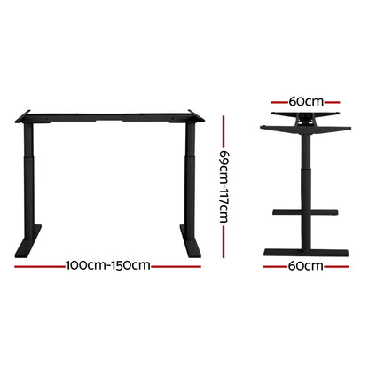 Standing Desk Sit Stand Motorised Adjustable Frame Only Dual Motor Black