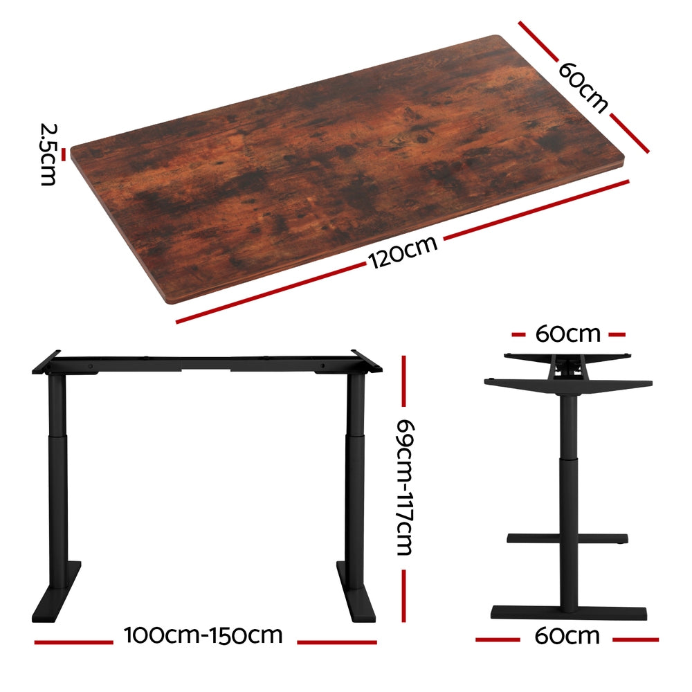 Elegant Black 140cm/120cm Height Adjustable Electric Standing Desk