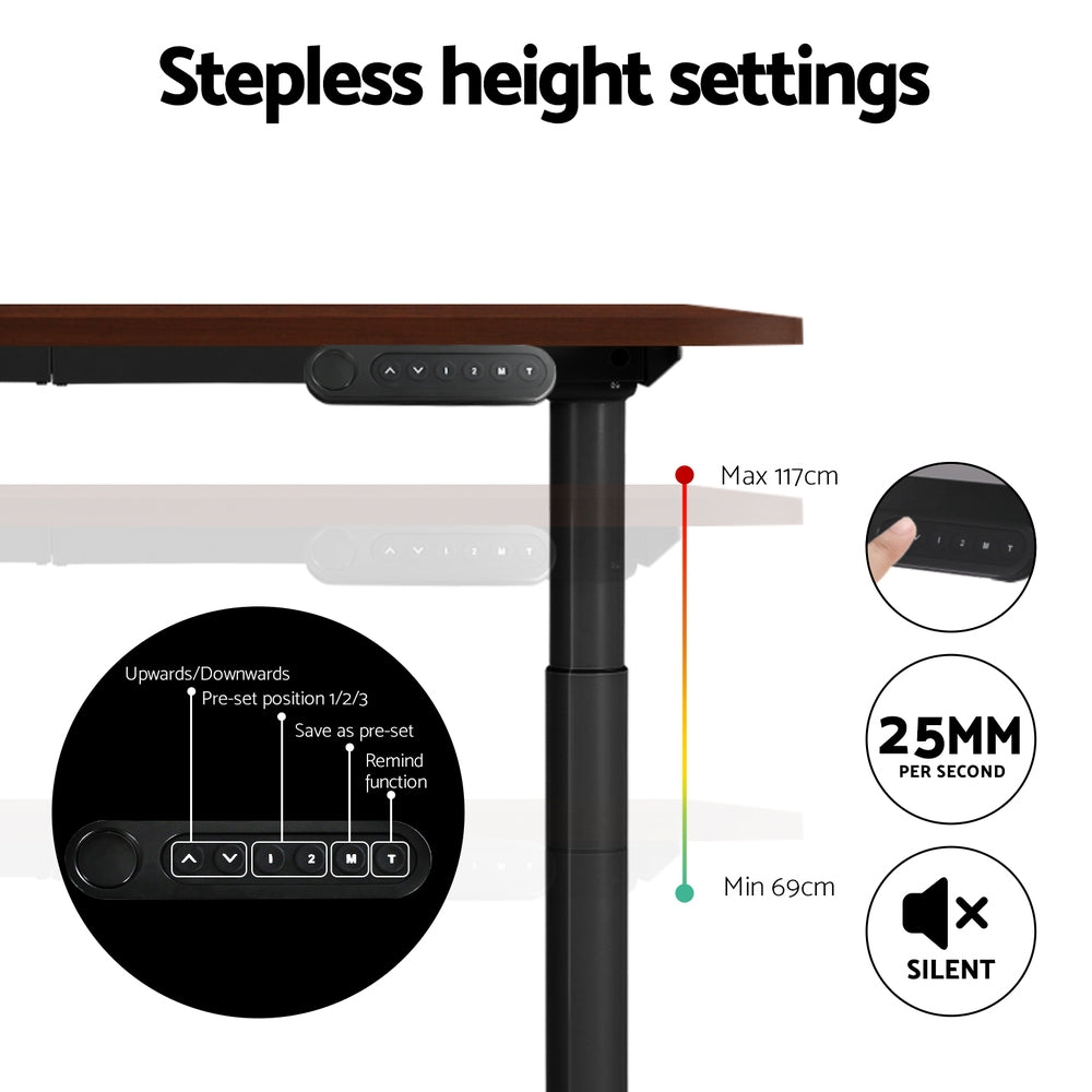 Elegant Black 140cm/120cm Height Adjustable Electric Standing Desk