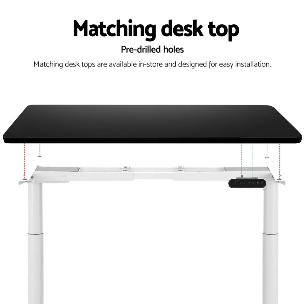 Standing Desk Sit Stand Motorised Adjustable Frame Only Dual Motor White