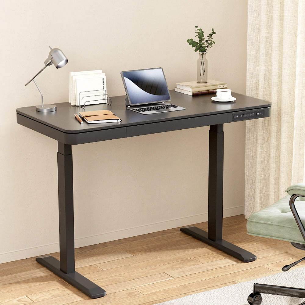 Standing Desk Motorised Electric Motor Drawer 120CM Black