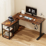 Electric Standing Desk Adjustable Motorised 120Cm L Shaped Rustic