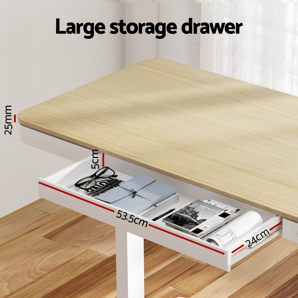 Standing Desk Motorised Electric Dual Motor Draw 120Cm Oak