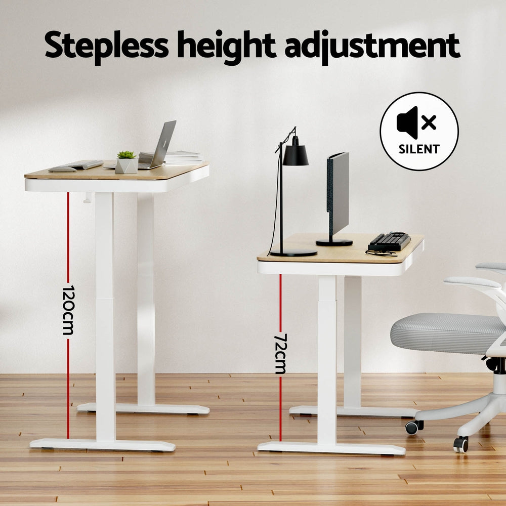 Standing Desk Motorised Electric Dual Motor Draw 120Cm Oak
