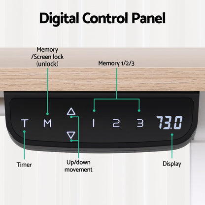 Electric Standing Desk Oak 140cm 140x70x72cm