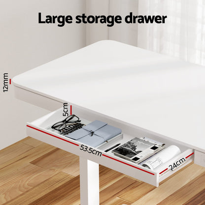 Electric Standing Desk White Motorised 120x60x72cm
