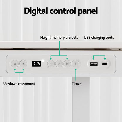Electric Standing Desk White Motorised 120x60x72cm