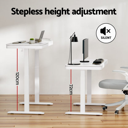 Electric Standing Desk White Motorised 120x60x72cm