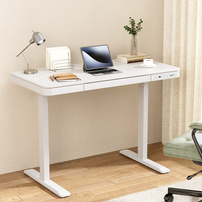 Electric Standing Desk White Motorised 120x60x72cm