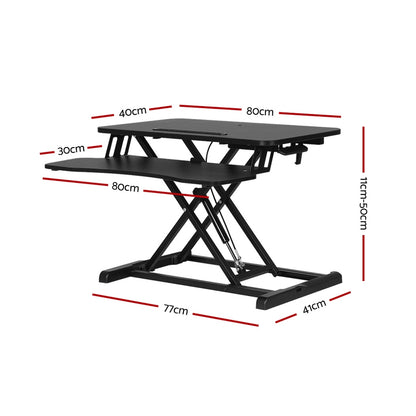 Standing Desk Riser Height Adjustable Black 80CM