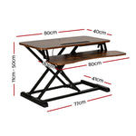 Standing Desk Riser Height Adjustable Rustic Brown 80Cm