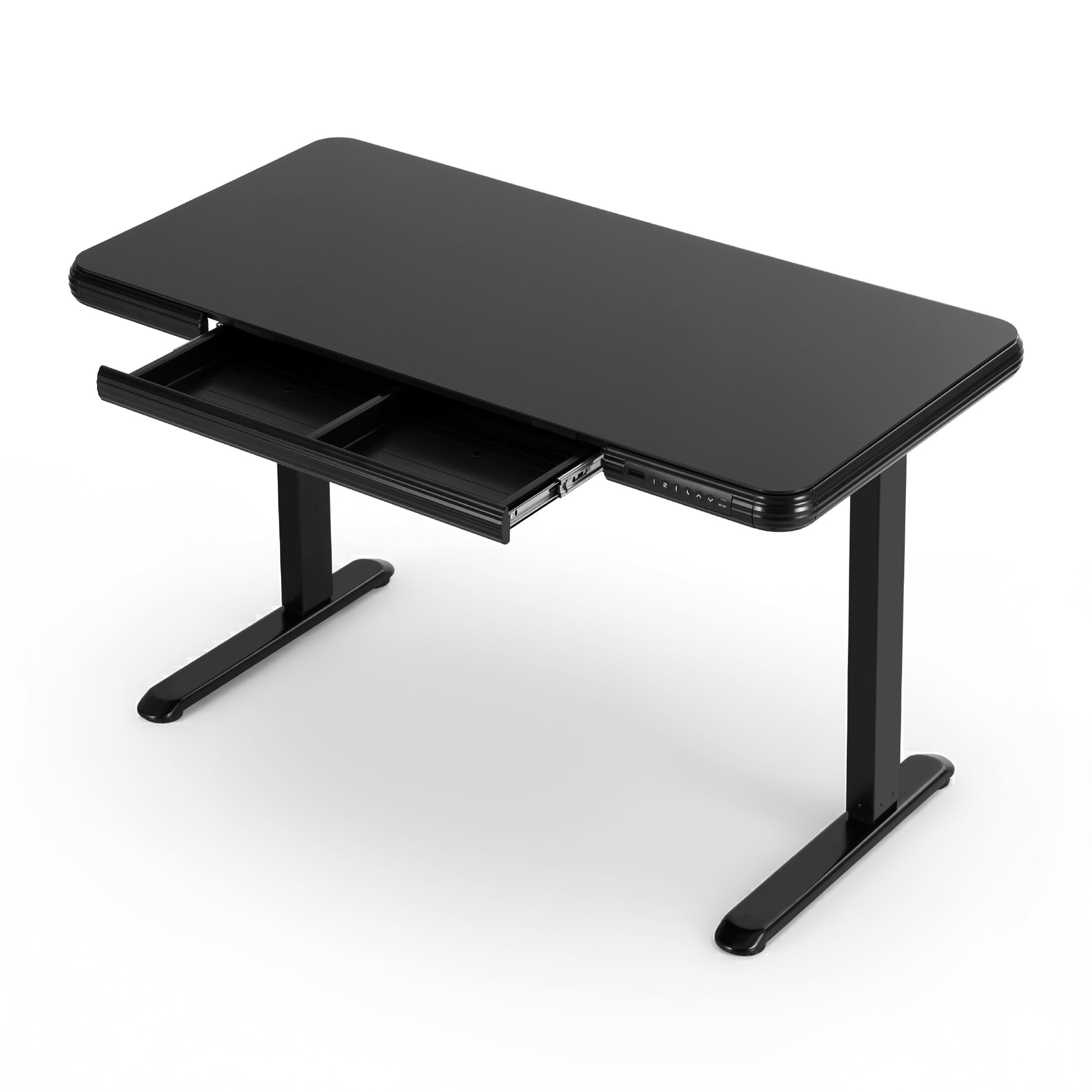 Standing Desk Motorised Tempered Glass Top Electric Black 120Cm