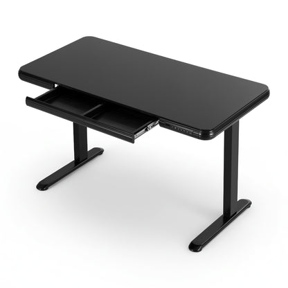 Standing Desk Motorised Tempered Glass Top Electric Black 120Cm