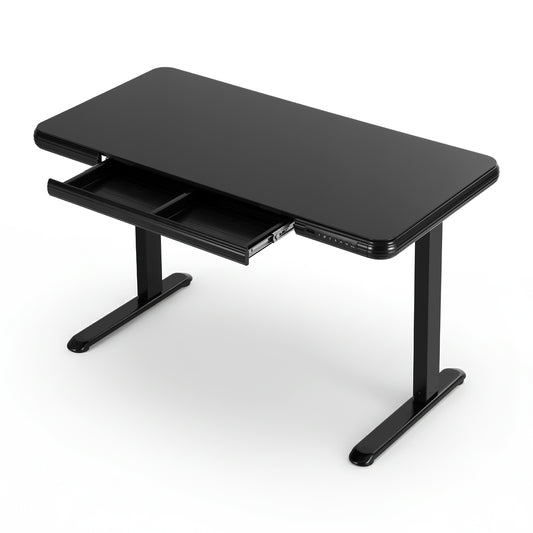 Standing Desk Motorised Tempered Glass Top Electric Black 120Cm