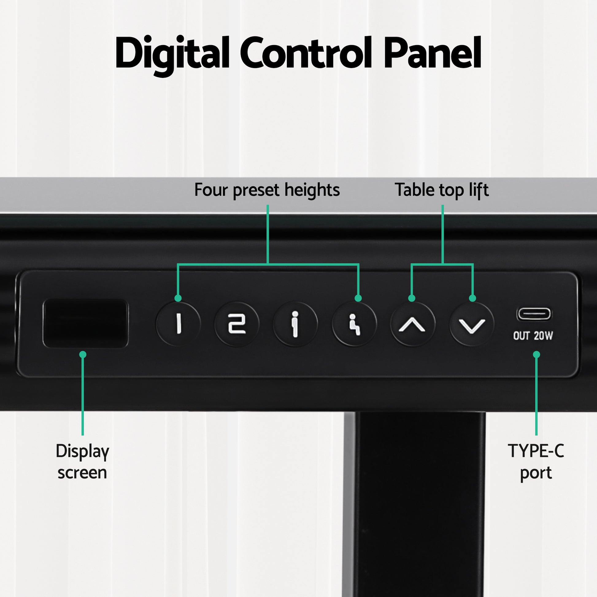 Standing Desk Motorised Tempered Glass Top Electric Black 120Cm