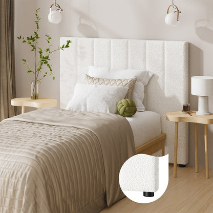 Bed Frame Headboard Double Queen King White Boucle