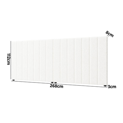Bed Frame Headboard Double Queen King White Boucle