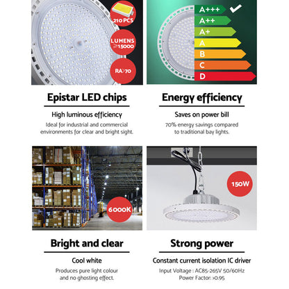 Led High Bay Lights 150W Ufo For Industrial Sheds (White)