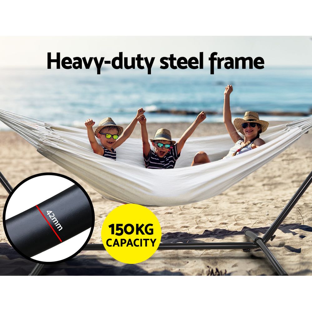 Hammock Bed Camping Chair Outdoor Lounge Single Cotton With Stand