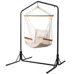 Outdoor Hammock Chair With Stand Swing Hanging Hammock Garden Cream