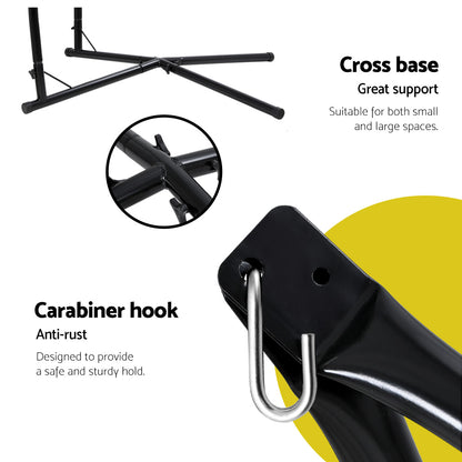 Hammock Chair With Steel Stand Armrest Outdoor Hanging Cream