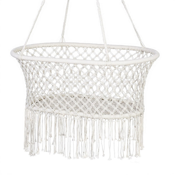  Hammock Chair Cotton Swing Chair Outdoor Indoor Cream
