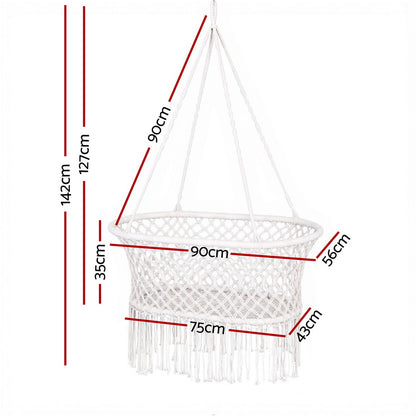 Hammock Chair Cotton Swing Chair Outdoor Indoor Cream