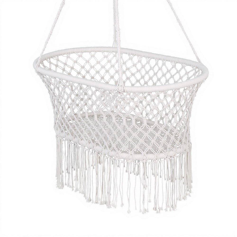 Hammock Chair Cotton Swing Chair Outdoor Indoor Cream