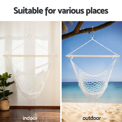 Hammock Chair Outdoor Hanging Camping Mesh Indoor Cream