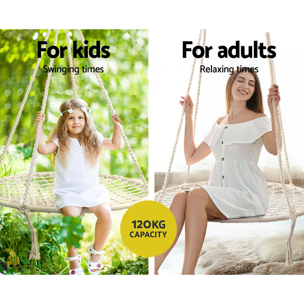 Hammock Chair Outdoor Tree Swing Nest Web Hanging Seat 100Cm