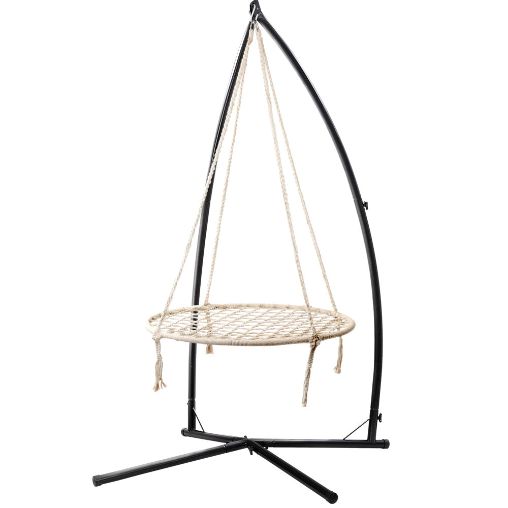 Hammock Chair Nest Web Outdoor Swing With Steel Stand 100Cm