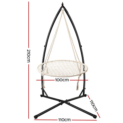 Hammock Chair Nest Web Outdoor Swing With Steel Stand 100Cm