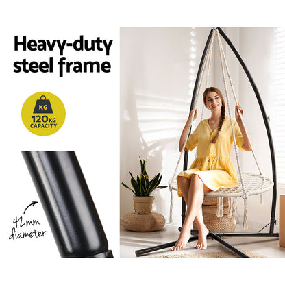 Hammock Chair Nest Web Outdoor Swing With Steel Stand 100Cm