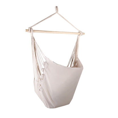 Gardeon Hammock Chair Outdoor Camping Hanging Hammocks Cushion Pillow Cream